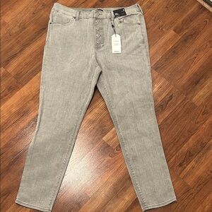 Gray Button-Fly Jeans